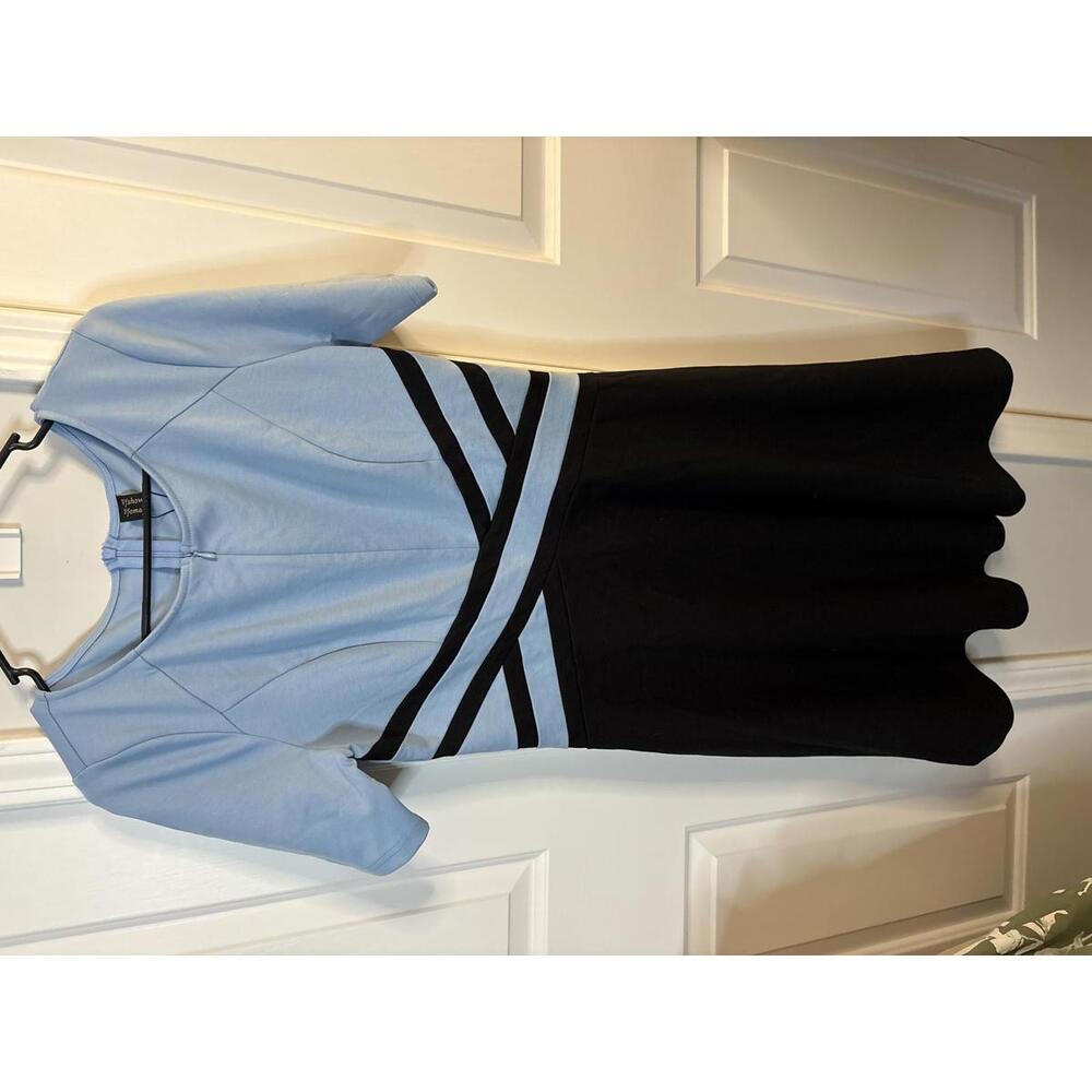 Vfshow Women's Two-Tone Blue and Black Dress with Short Sleeves Size L 286
